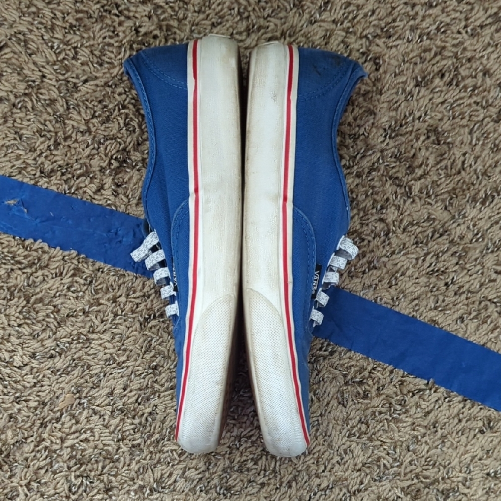 Vans Royal Blue Canvas Shoes with Red Trim - Picture 3 of 9